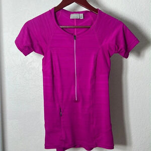 ATHLETA Pacifica Women’  XXS  Contoured Top Ruched Half Zip Pocket